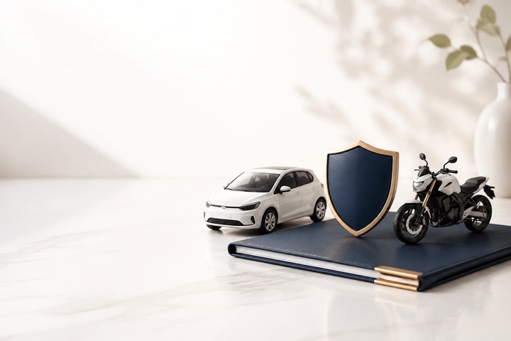 Auto, Motorrad und Schutzschild
